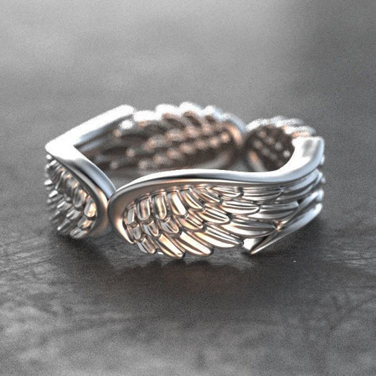 S925 Sterling silver Angel Wings Feather Ring