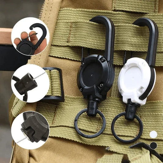 Outdoor Automatic Retractable Wire Rope Tactical Keychain